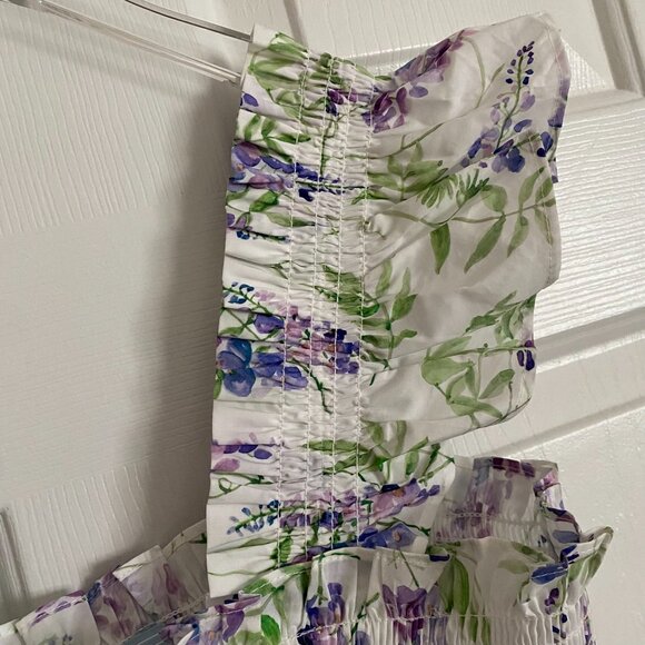 Hill House Home The Ellie Nap Dress Wisteria Large EUC White Floral Smocked - Picture 6 of 12